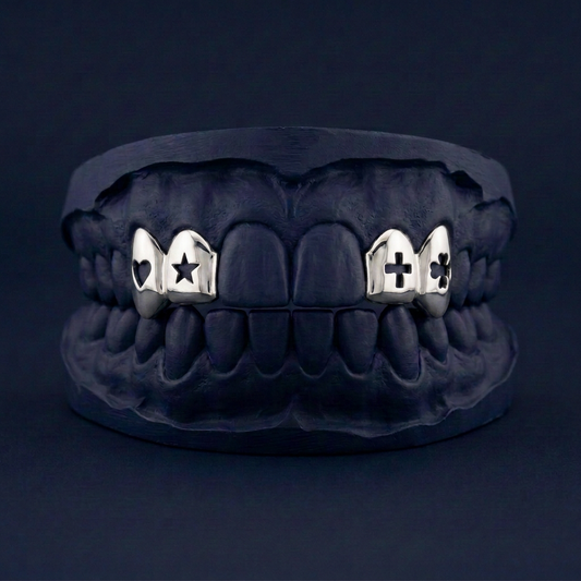 Silver Four Teeth Mixed Cut Out