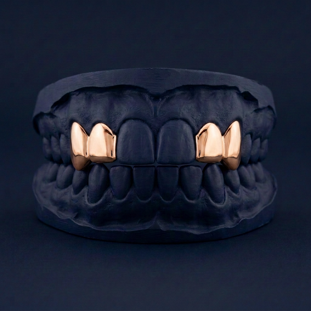 Silver Four Teeth Solid rose gold plated finish