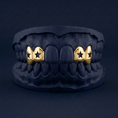 Gold Four Teeth Star Cut Out