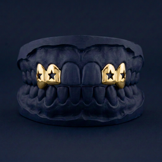 Gold Four Teeth Star Cut Out