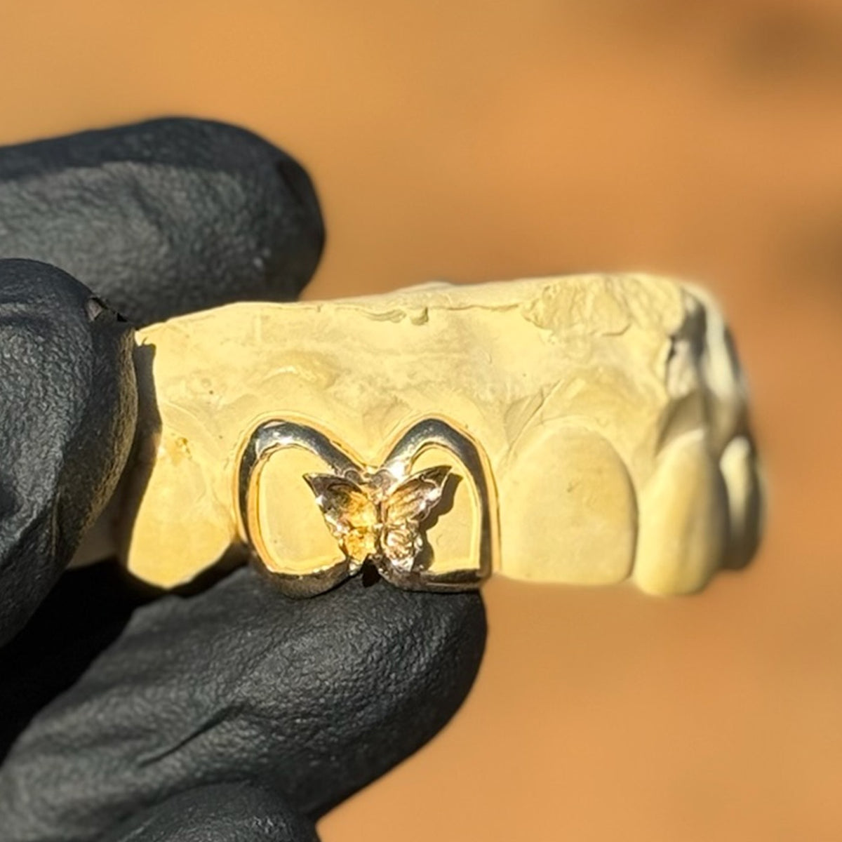 Monarch - Gold Two Teeth Butterfly Grillz