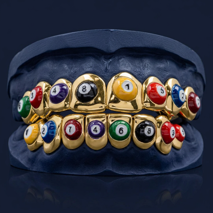 Gold Eight Ball Enamel Set