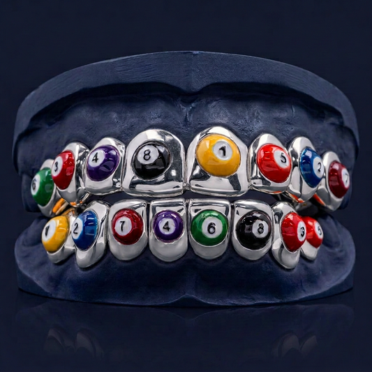 Silver Eight Ball Enamel Set