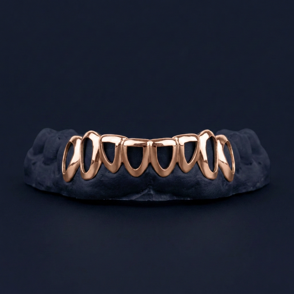 Eight Tooth Open Face rose gold plated
