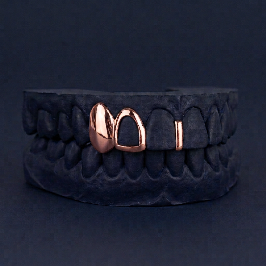 Cap Open Face And Bar rose gold plated