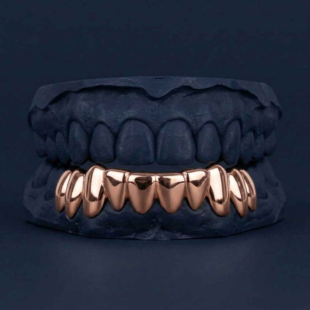 Eight Tooth Solid Bottom rose gold plated