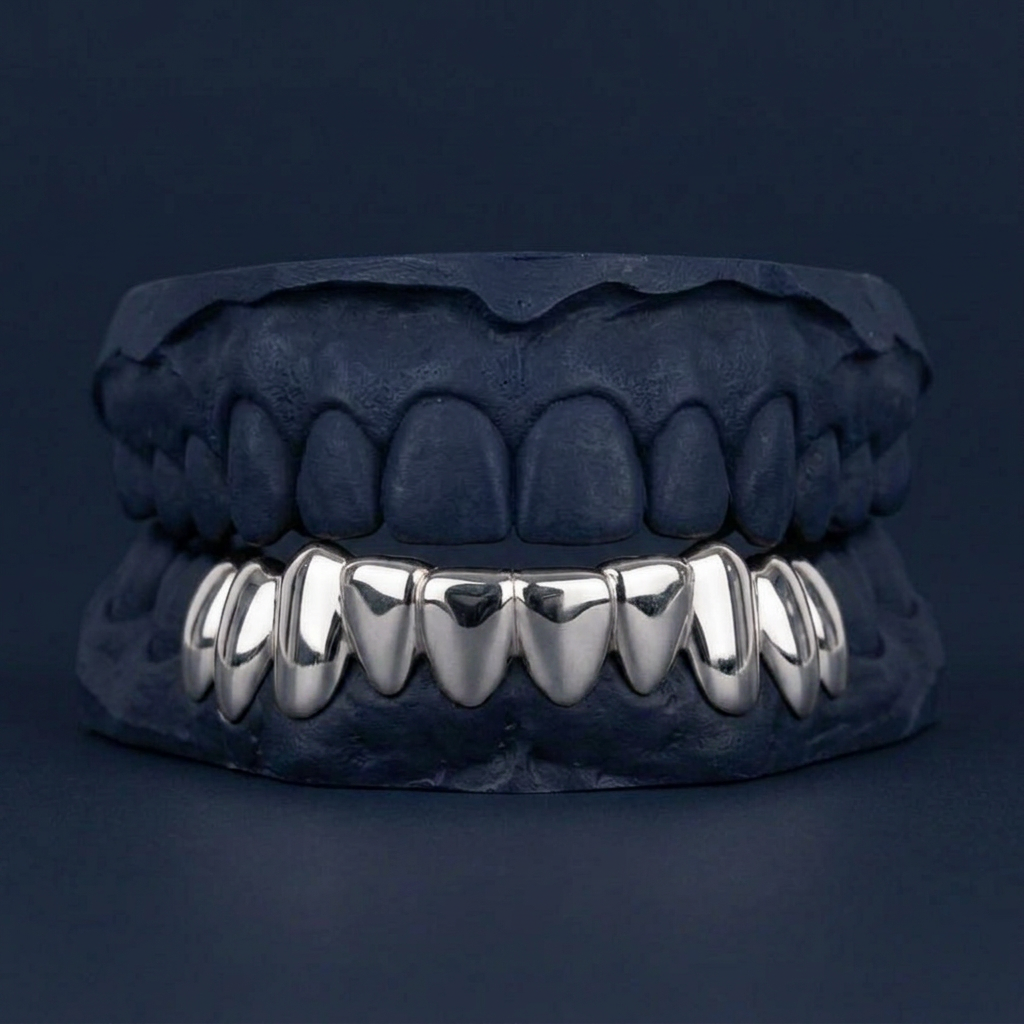 Silver Eight Tooth Solid Bottom