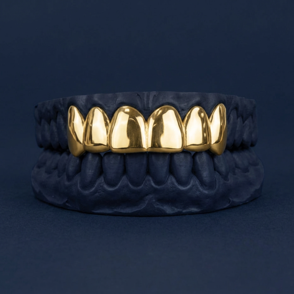 Gold Six Tooth Solid Top
