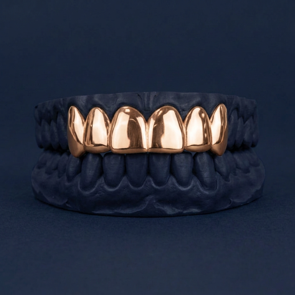 Six Tooth Solid Top rose gold plated