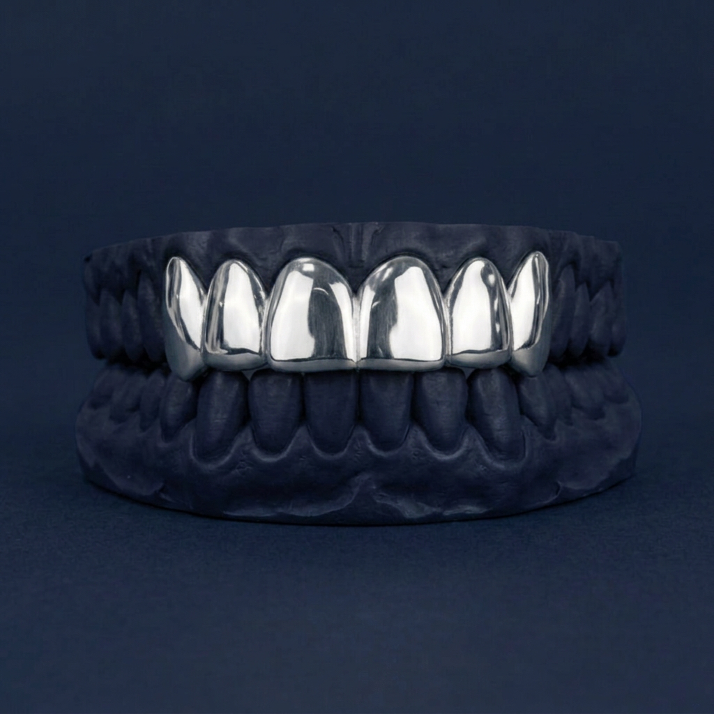 Silver Six Tooth Solid Top