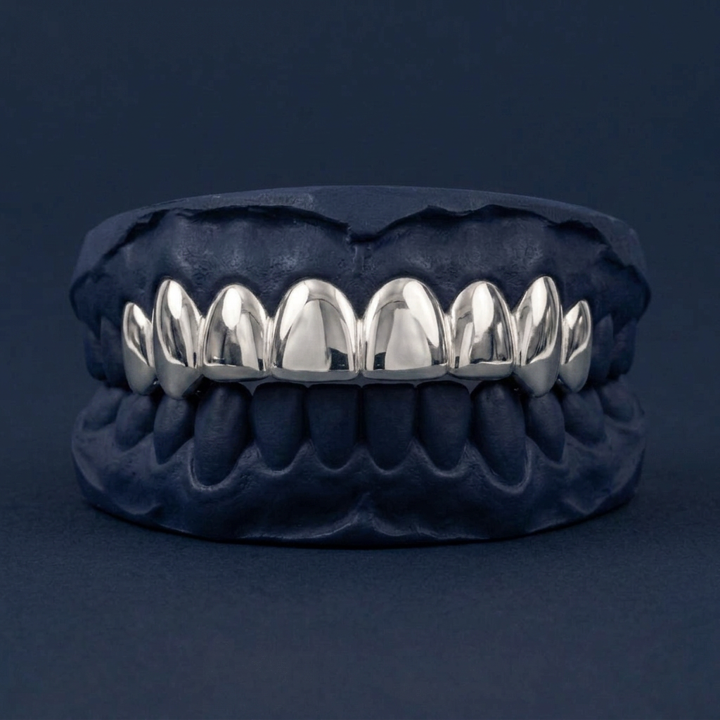Silver Eight Tooth Solid Set