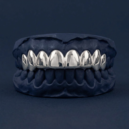 Silver Eight Tooth Solid Set