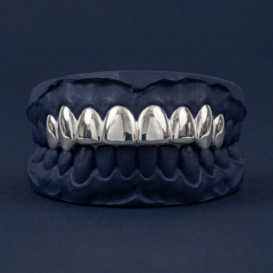 Silver Eight Tooth Solid Set