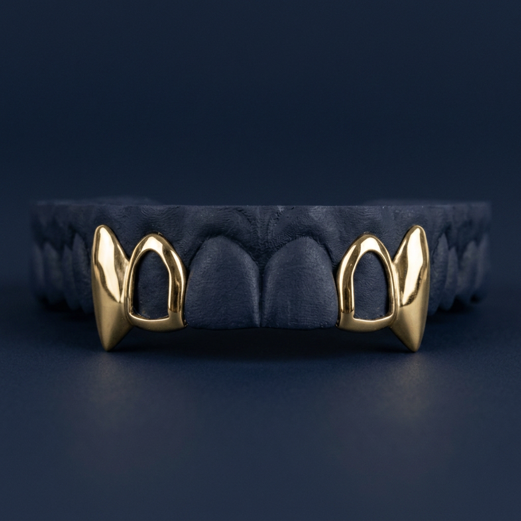 Gold Open Face Fang Pair