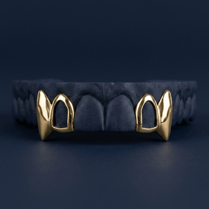 Gold Open Face Fang Pair