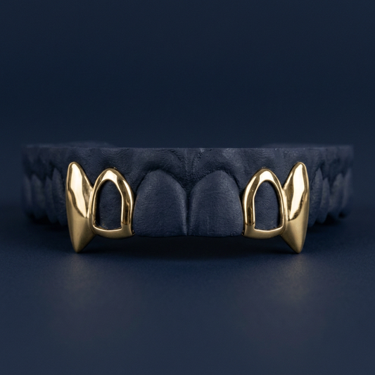 Gold Open Face Fang Pair
