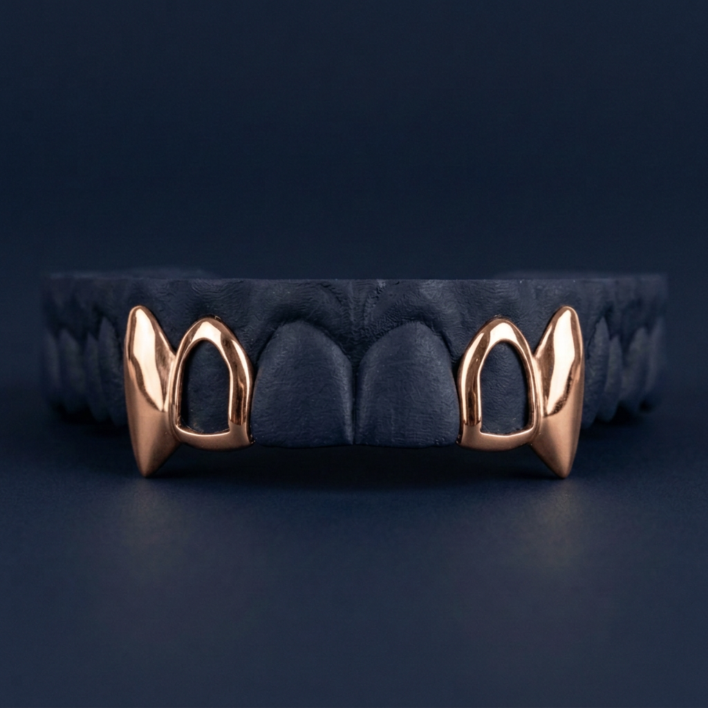 Open Face Fang Pair rose gold plated