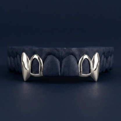 Silver Open Face Fang Pair