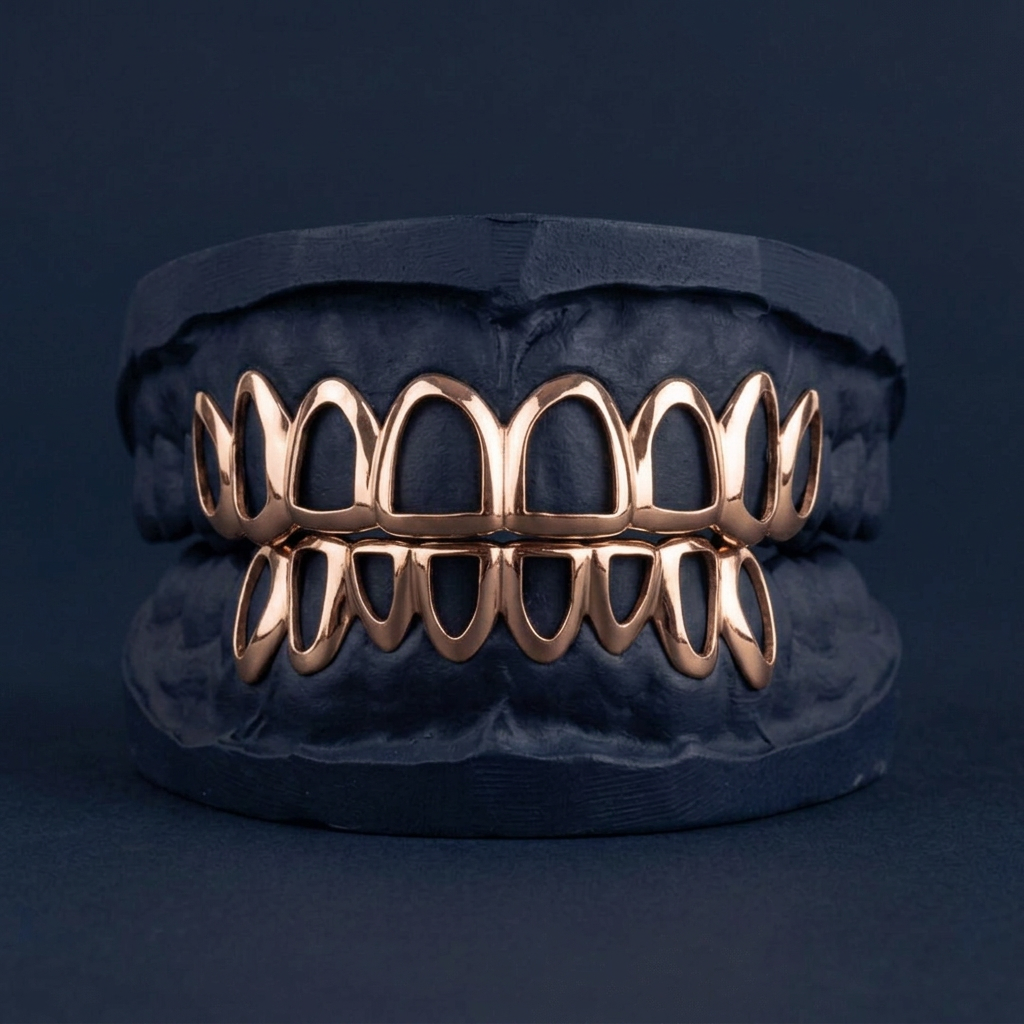 Sixteen Tooth Open Face rose gold plated