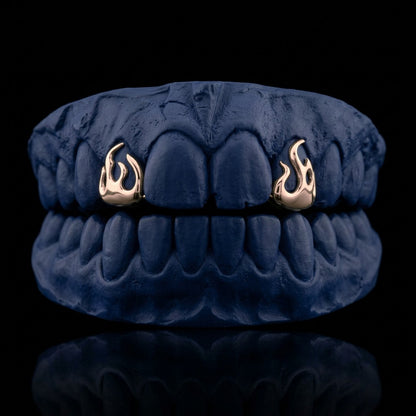 Hellfire - Gold Two Teeth Flame Grillz