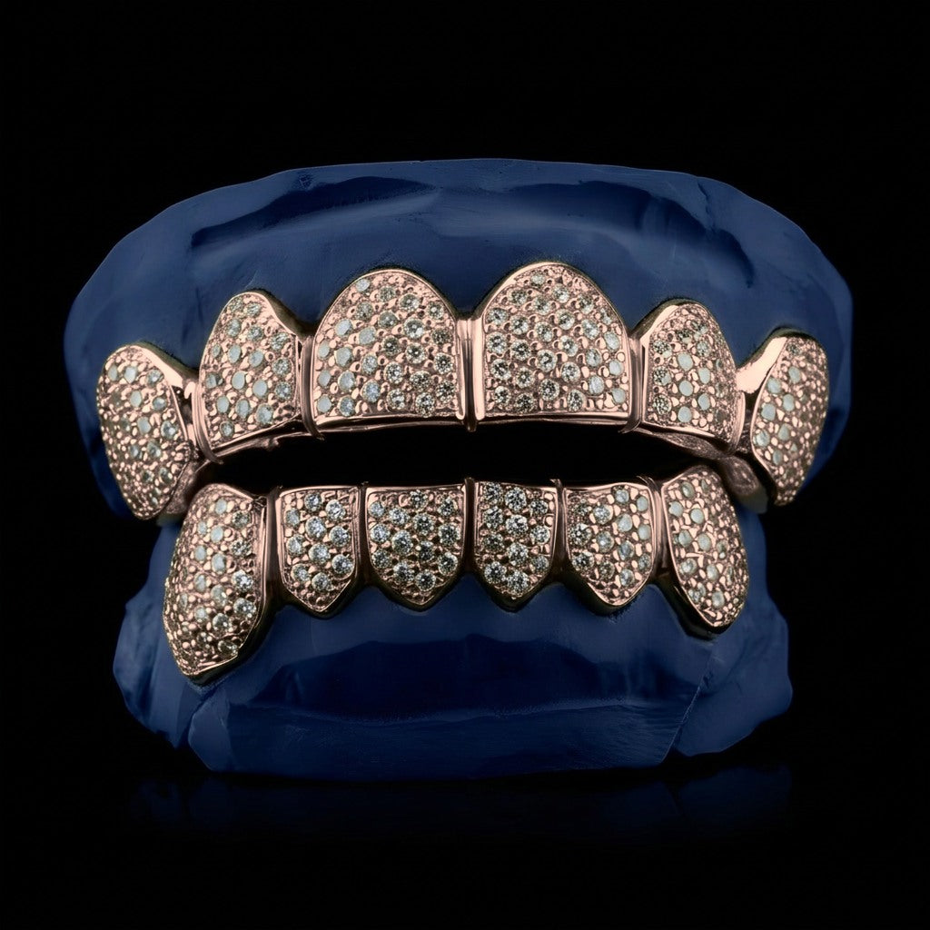 Beehive - Silver Moissanite Honeycomb Grillz