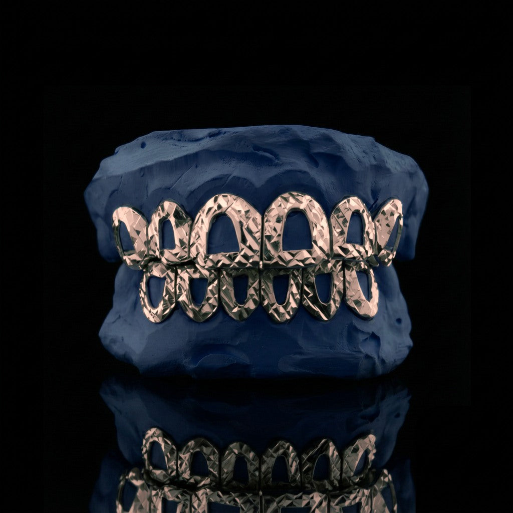 Crystal Window - Silver Open Face Diamond Cut Grillz - custom grillz, view 2