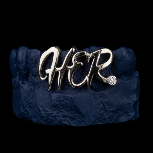 Signature - Silver Script Letter Grillz