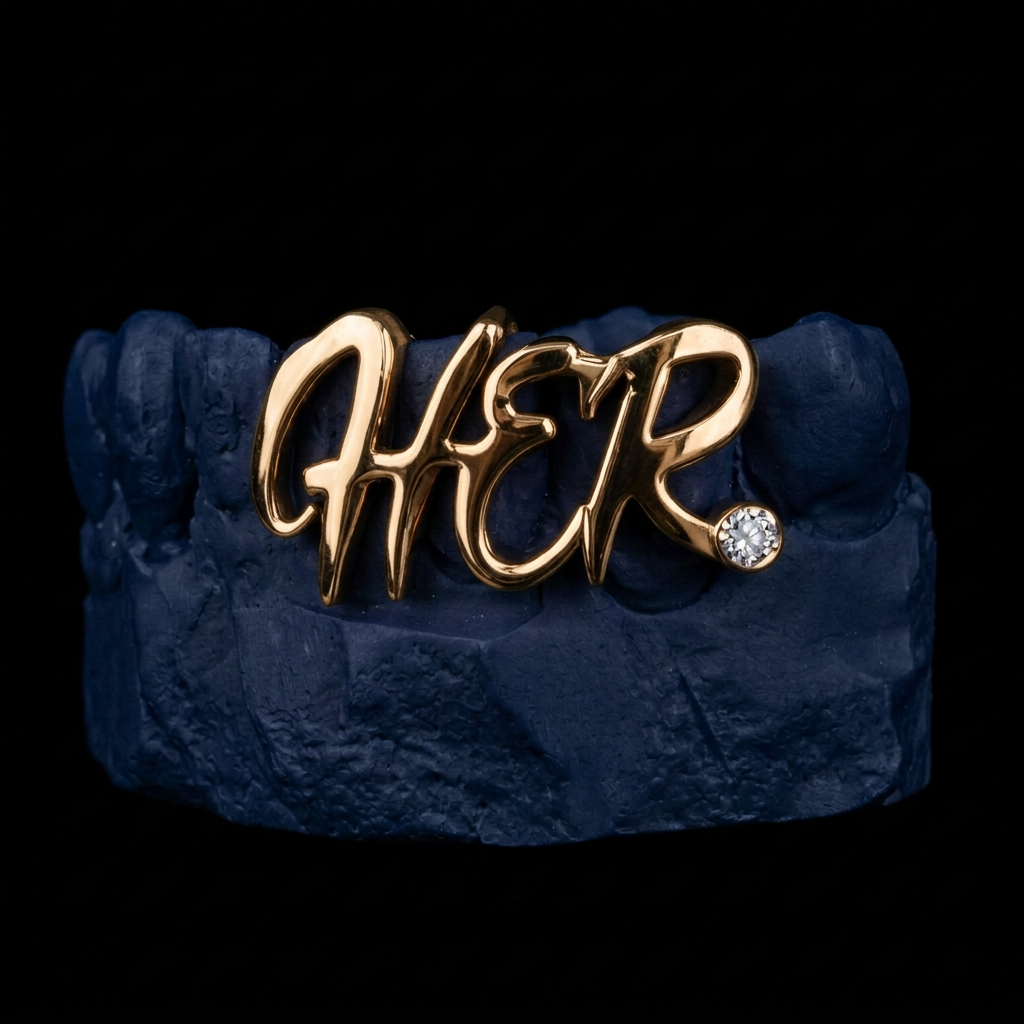 Signature - Gold Script Letter Grillz