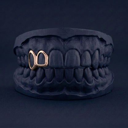Twin Frames - Silver Open Face Two Teeth Grillz